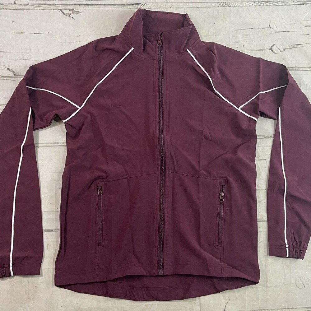 Soffe Womens Junior Classic Maroon Lightweight Warmup Jacket Full Zip/Pocket NEW